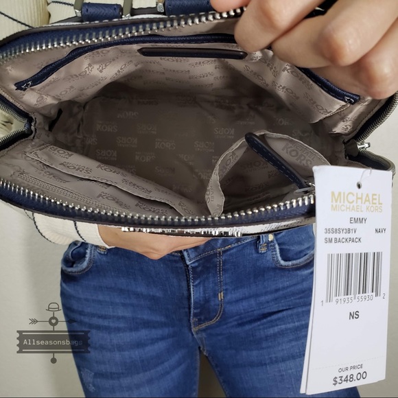 NWT Michael Kors Emmy Floral navy backpack small - Picture 4 of 8